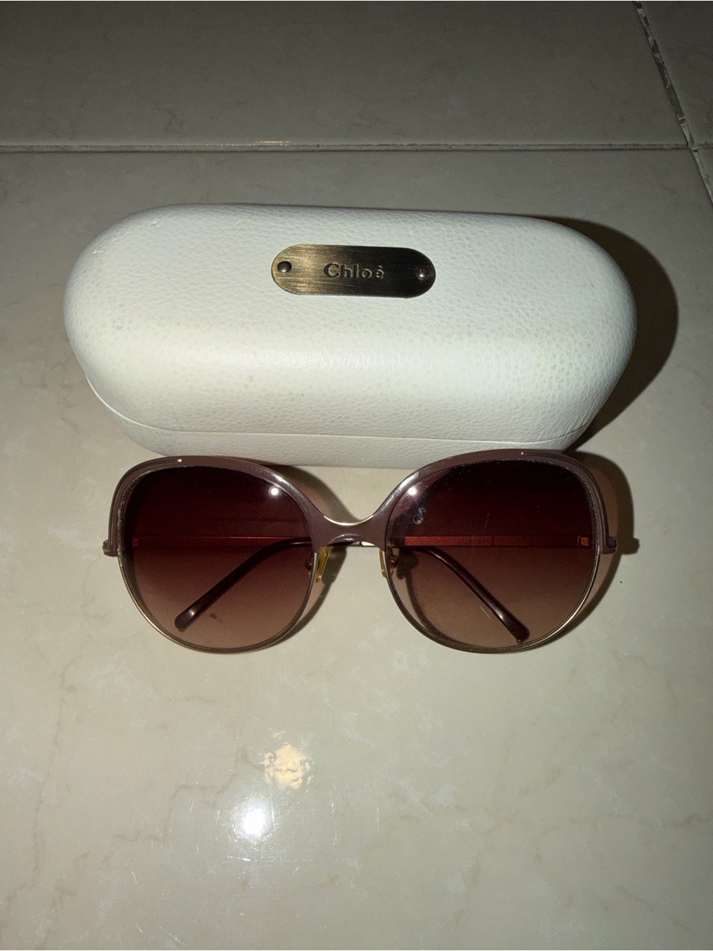 CHLOE Gold Frame Brown Gradient Women's Sunglasses